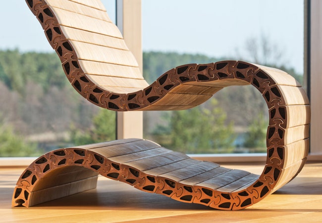 Модульный стул Spyndi из деревянных плашек от литовского дизайнера Миндаугаса Зиллионса | Admagazine