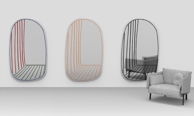 Настенные зеркала New Perspective с нарисованной панормамой для фабрики Bonaldo | Admagazine