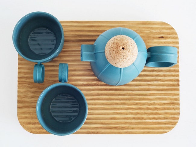 Посуда для кафе Mood в Хельсинки комплект голубого цвета с рельефным дном | Admagazine