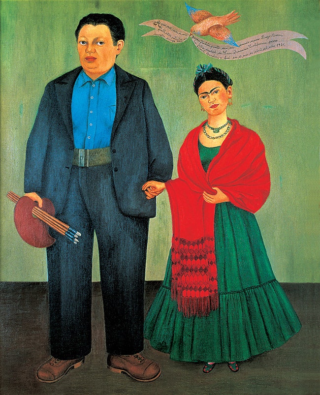 Автопортрет с мужем Фрида Кало написала в 1931 году.
