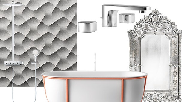 Аксессуары и другие предметы для ванной комнаты зеркала ванны раковины полки плитка | Admagazine