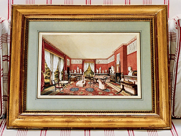 Акварель 1815 года изображающая интерьер гостиной СтенлиХауса.