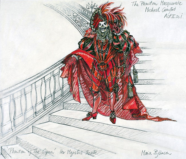 Эскиз костюма Призрака для второго акта “Призрака оперы” кисти Марии Бьёрнсон.