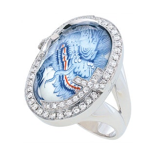 Кольцо Blue Dragon из коллекции Mystery белое золото бриллианты фарфор Meissen Couture.