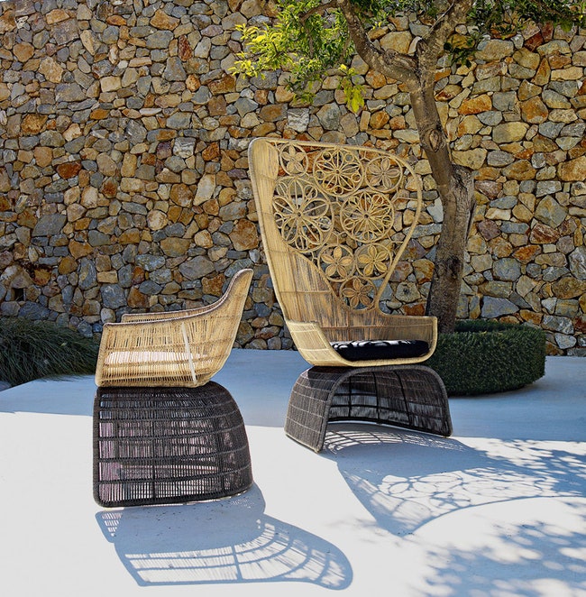 Кресла из коллекции Crinoline алюминий полиуретан полиэтилен или пенька дизайнер Патриция Уркиола.