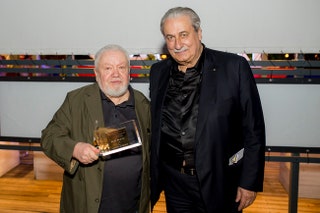 Сергей Соловьёв с премией Bozzetto d'Oro и Гвидо Савио.