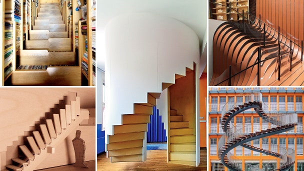 Дизайнерские лестницы в виде петли волны из блоков в стволе дерева | Admagazine