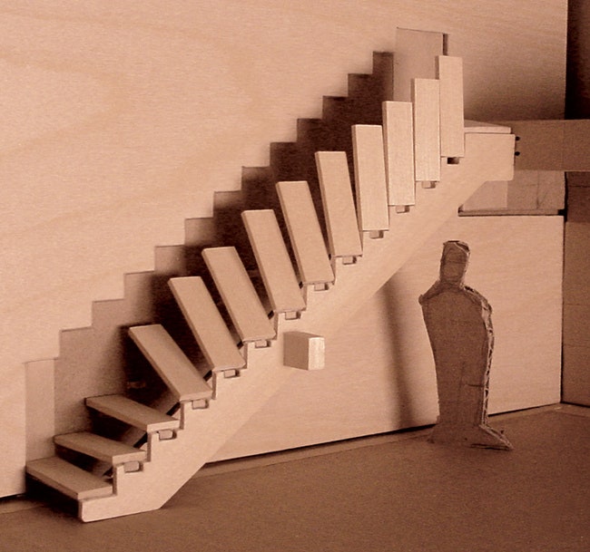 Дизайнерские лестницы в виде петли волны из блоков в стволе дерева | Admagazine