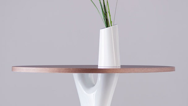Стол с вазой Treeangle на ножкестволе из искусственного камня Corian DuPont | Admagazine
