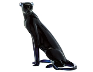 Фигурка пантеры. Черный хрусталь невероятной глубины цвета — ноухау Baccarat.