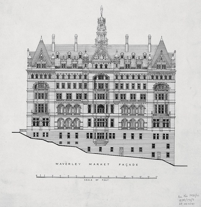 Чертеж фасада Северного британского станционного отеля построенного в 1902 году Уильямом Хэмилтоном Битти .