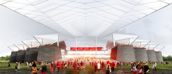 Проект стадиона в Мексике для Los Diablos Rojos del Mexico с крышей в форме трезубца | Admagazine