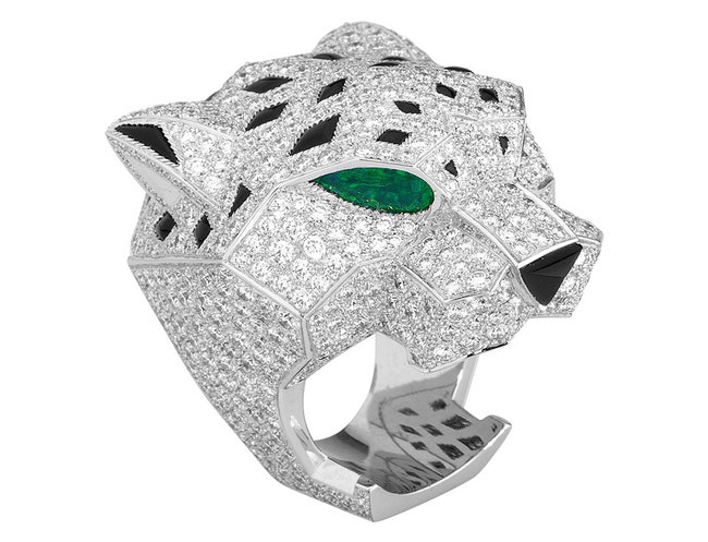 Кольцо Panthère de Cartier изумруды оникс круглые бриллианты белое золото Cartier.