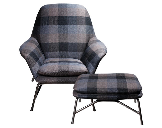 Кресло и пуф Prince текстиль металл Minotti 209 232 руб. и 91 296 руб.