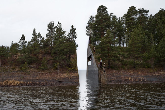 Мемориал в память о жертвах теракта в Норвегии
