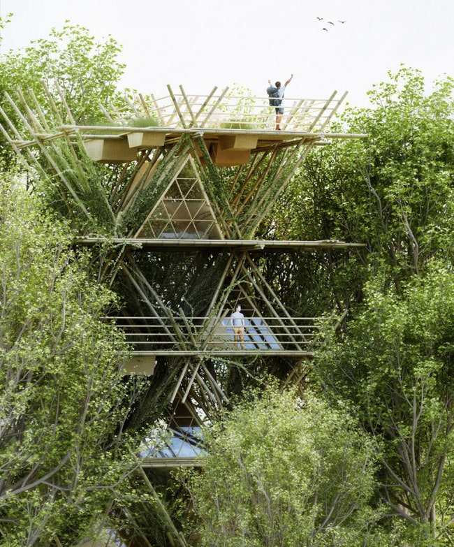 Портативный отель из бамбуковых прутьев от бюро Penda | Admagazine