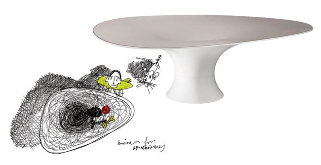 Стол Hyperbolic и его эскиз BD Barcelona 2011.
