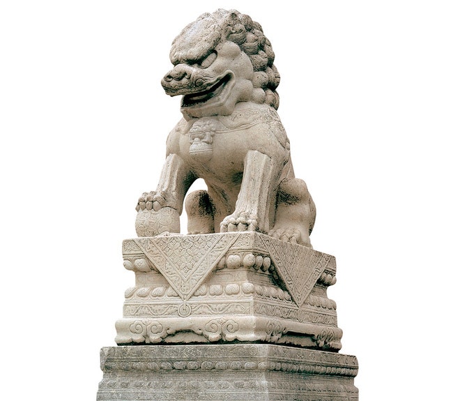 Китайская садовая статуя собакильва.