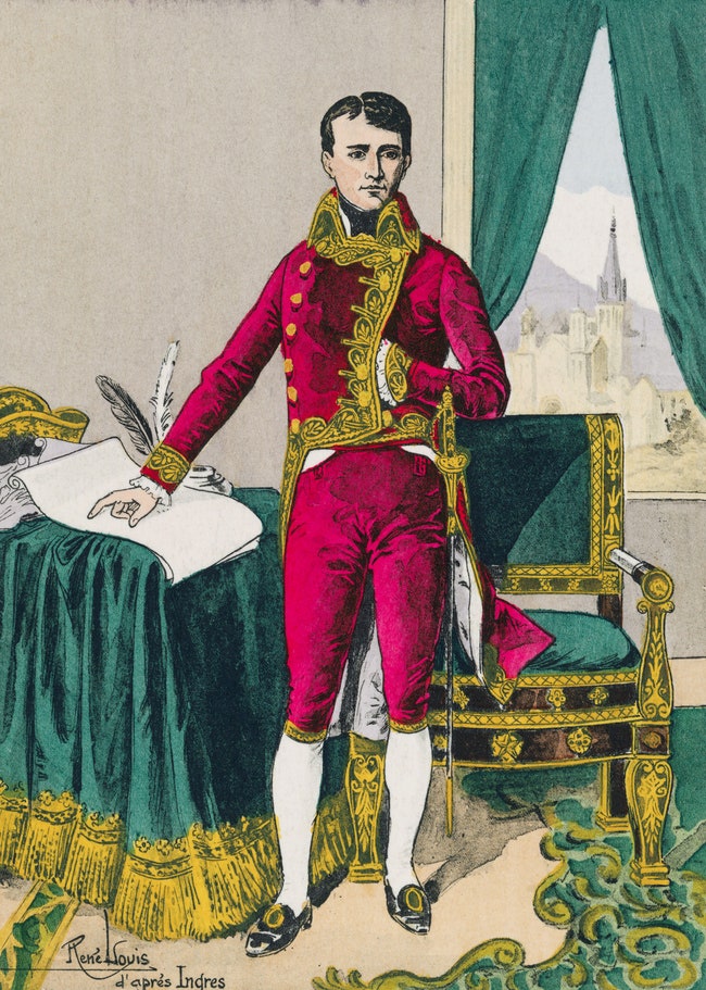 Наполеон Бонапарт в должности первого консула акварель работы Жана Огюста Доминика Энгра.