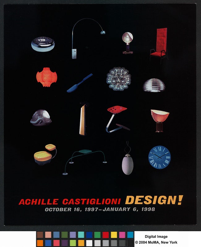 Афиша персональной выставки работ дизайнера в ньюйоркском музее MoMA 1998 год.