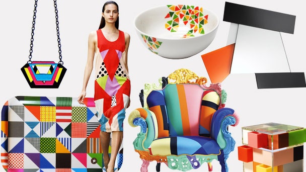 Геометрический дизайн мебели и аксессуаров  разноцветные треугольники ромбы квадраты | ADMagazine