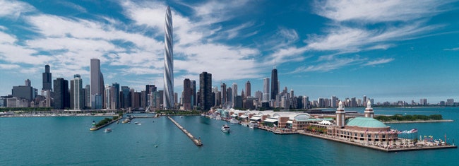 Небоскреб Chicago Spire строительство приостановлено в 2008 году. Ожидается что после постройки станет самым высоким...