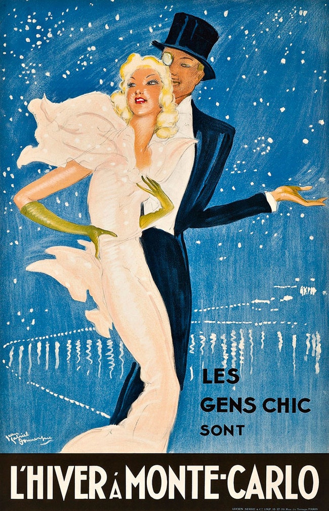 Постер LHiver à MonteCarlo художник ЖанГабриэль Домерг 1937