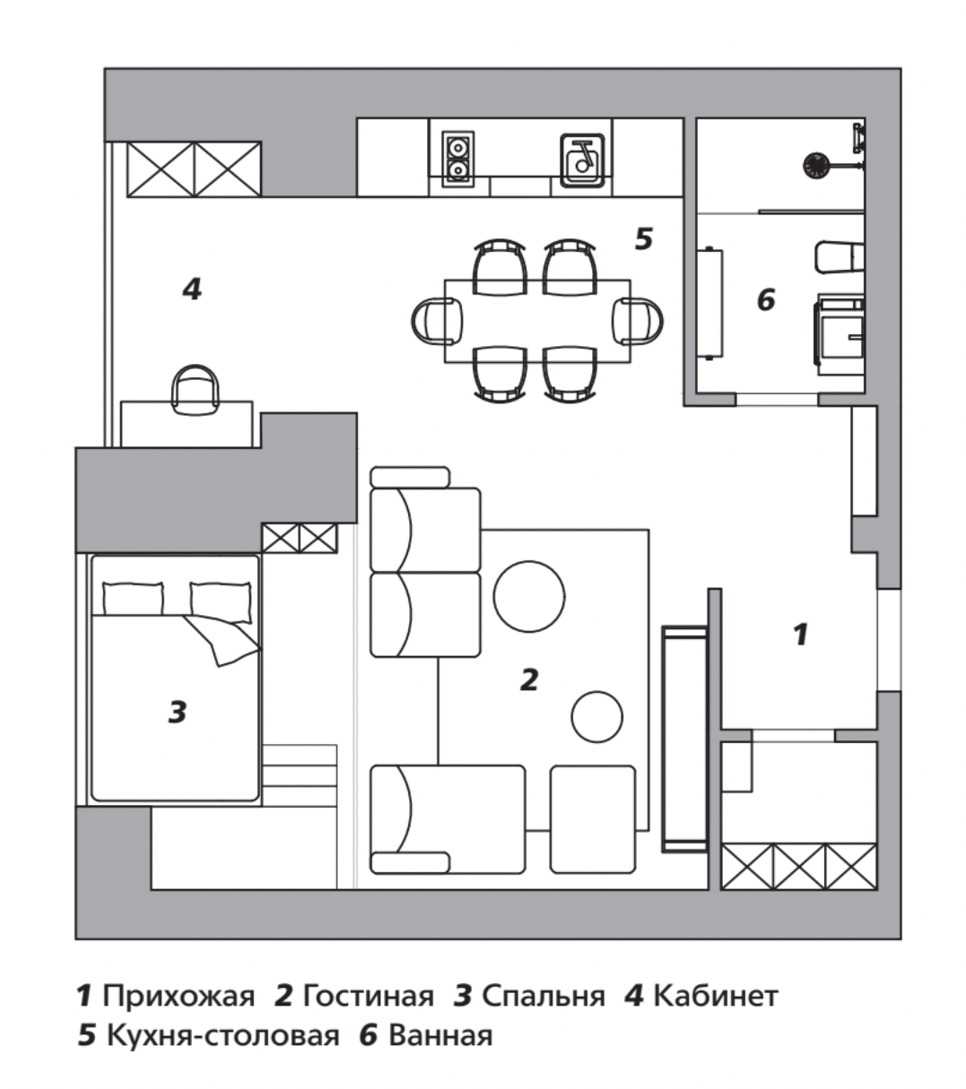 Квартира для молодого предпринимателя в Красноярске 51 м²