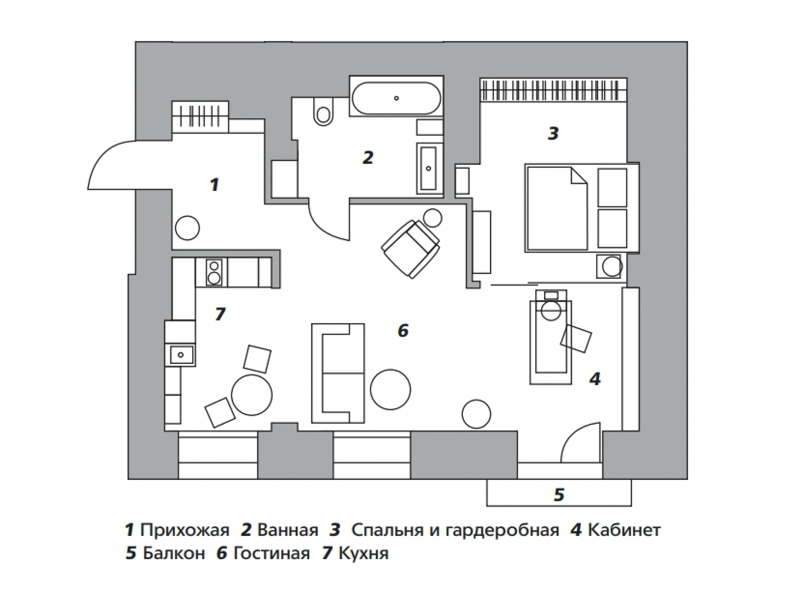 Квартира в доме 1940х годов на Тверской 60 м²
