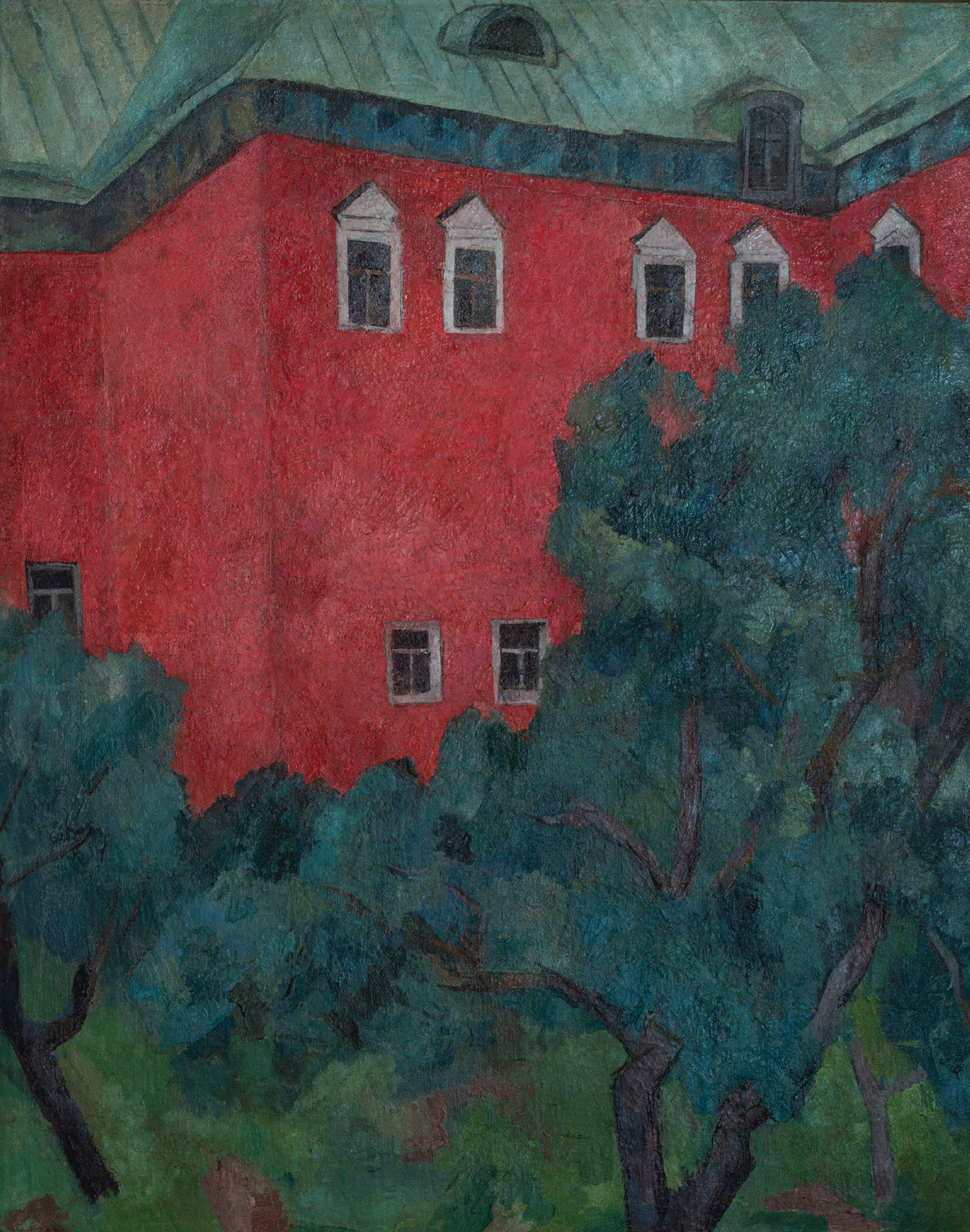 Роберт Фальк  Пейзаж с красным домом. Около 1910 Холст масло. 80 × 645 см