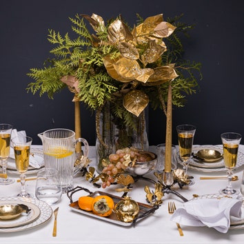 Оформляем праздничный стол в золотых тонах: подборка аксессуаров и декора