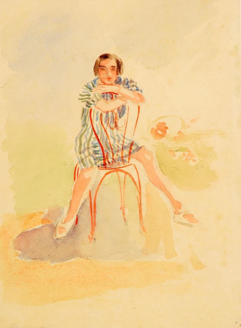 Лина Бо Барди. Автопортрет 1933. Бумага акварель карандаш.