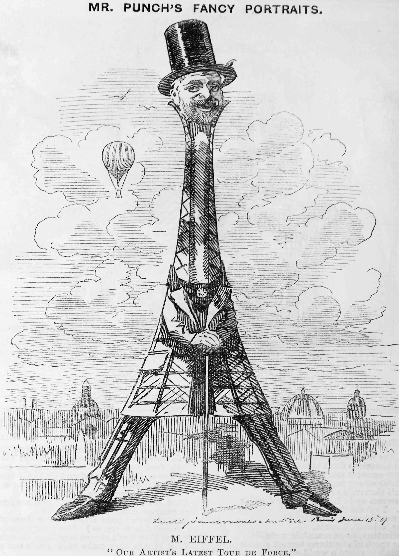 Карикатура на Гюстава Эйфеля и его башню.nbsp
