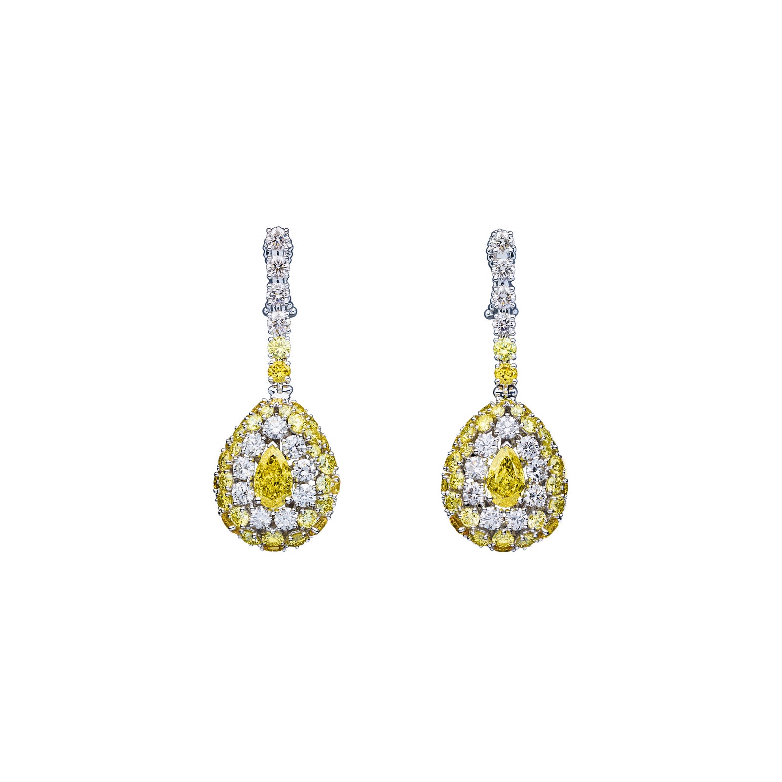 Серьги Rose Couture Abstraite Yellow Diamond с обычными и желтыми бриллиантами.