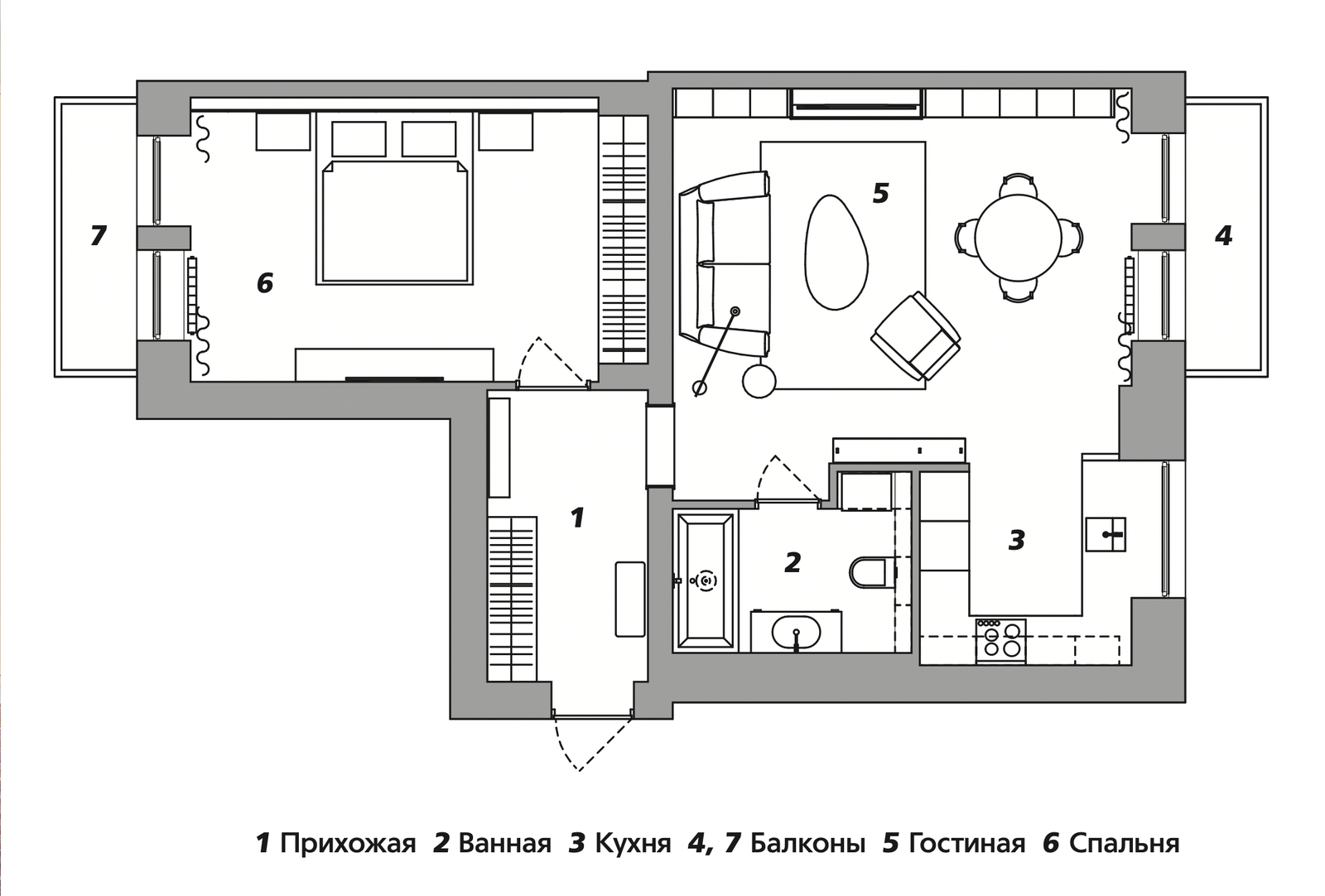Квартира в новосибирском Академгородке 63 м²