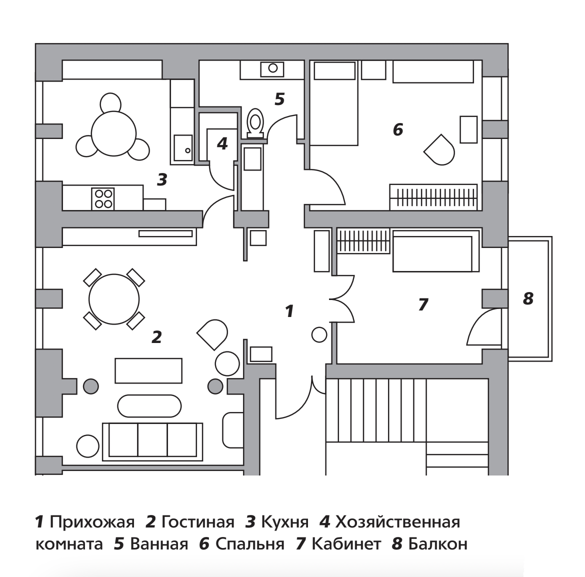 Квартира с колоннами в сталинке 77 м²