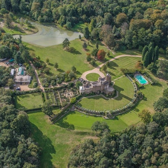 aerial view of castle