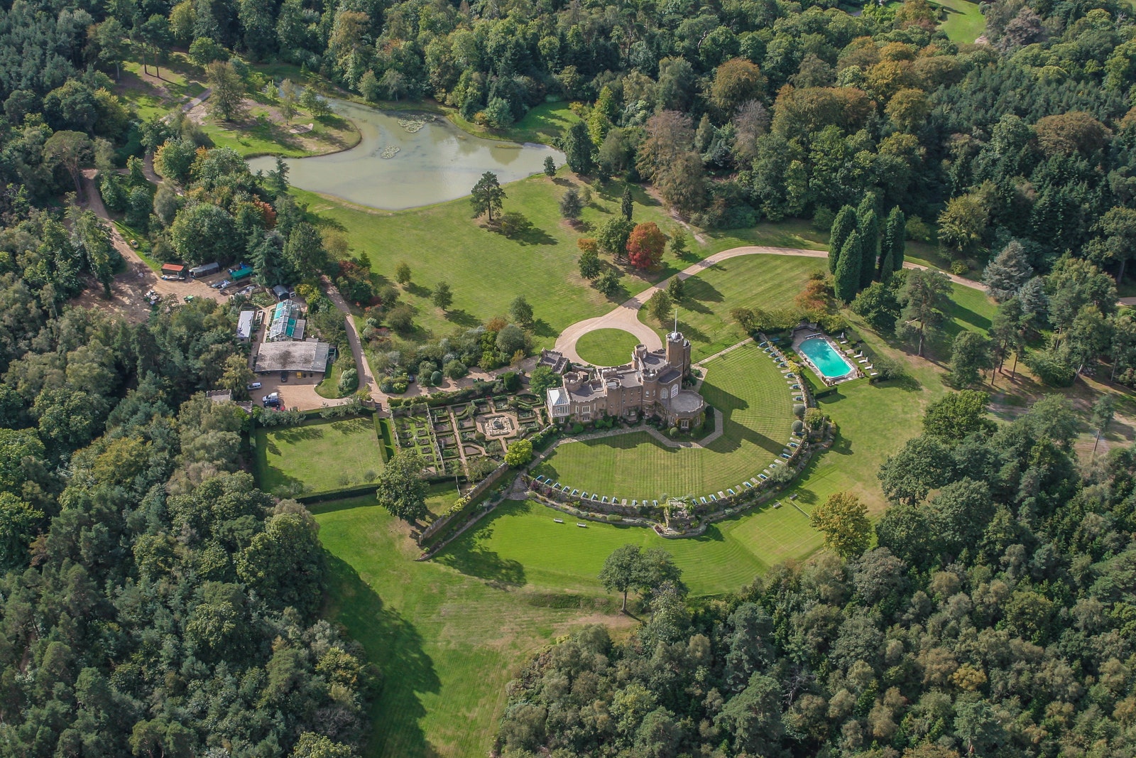 aerial view of castle